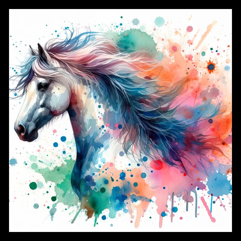 Cheval à l’aquarelle