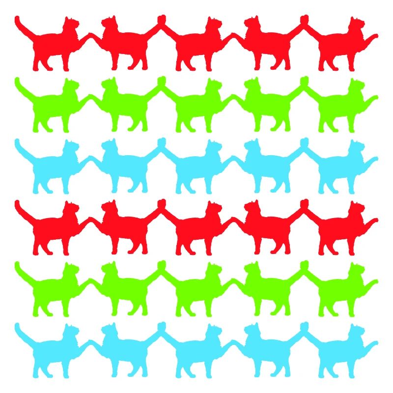 Many Cats Pattern Paws Hands Tail Greeting
