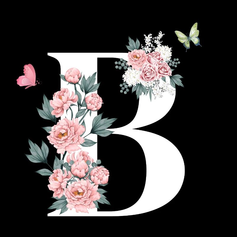 Lettre b fleurs rose