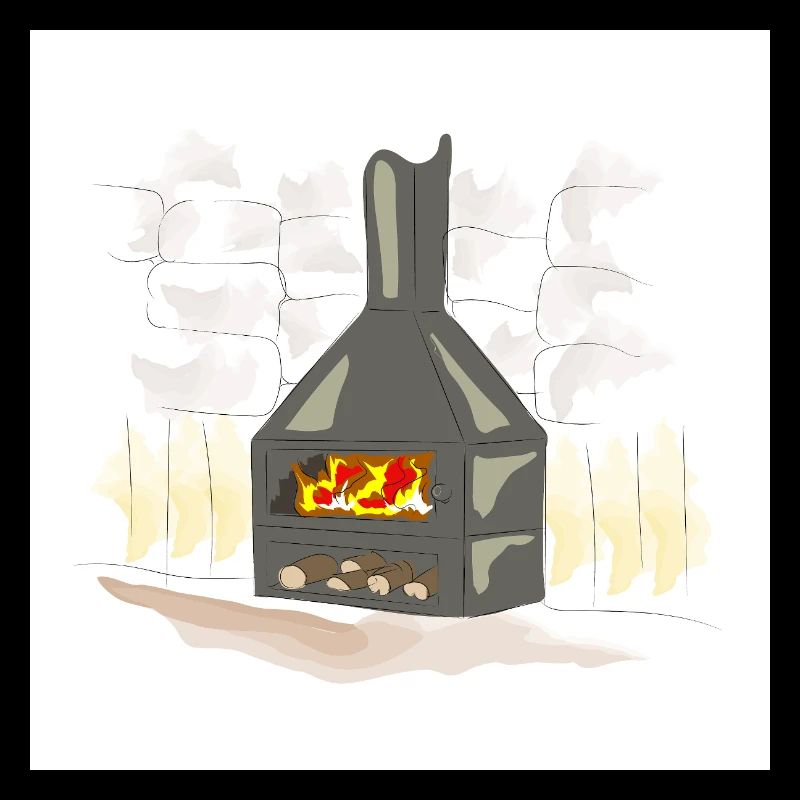 Cheminée à bois éclairée