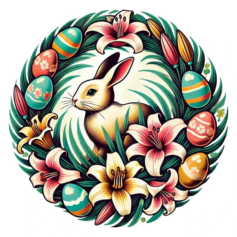 Retro Easter Bunny Rabbit Eggs