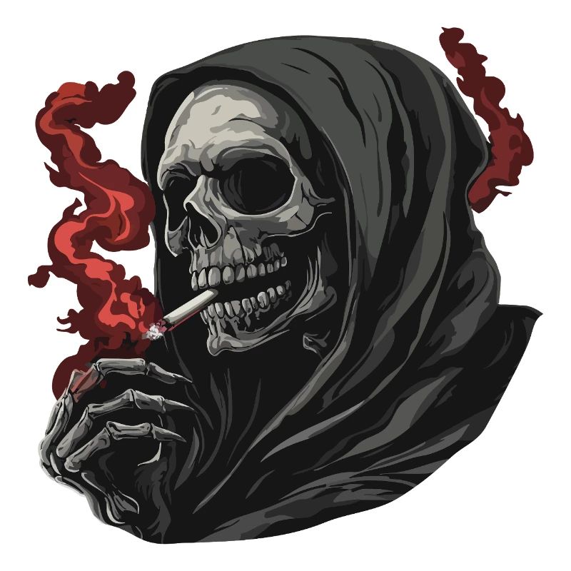 Sensenmann mit Zigarette.