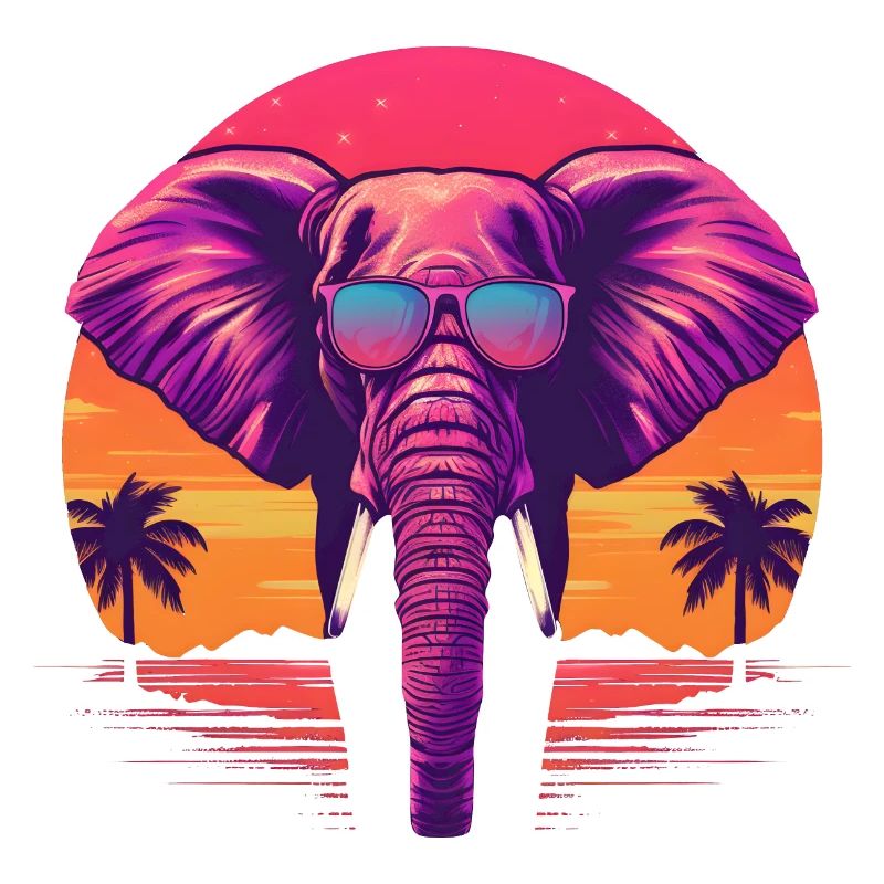 Synthwave Elephant Sunset