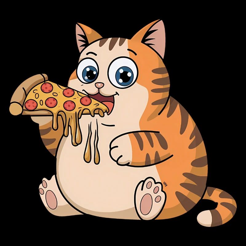 Drôle de chat potelé mangeant de la pizza restauration rapide