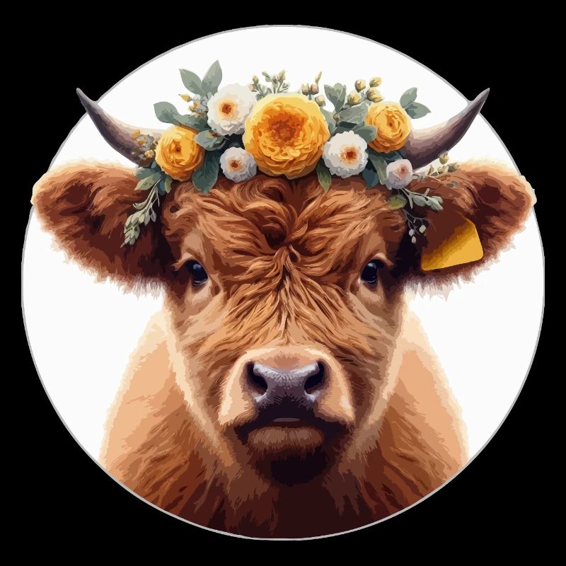 Veau Highlander avec fleurs 2