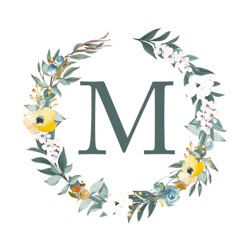 Customizable Monogram M Flowers Circle Spring