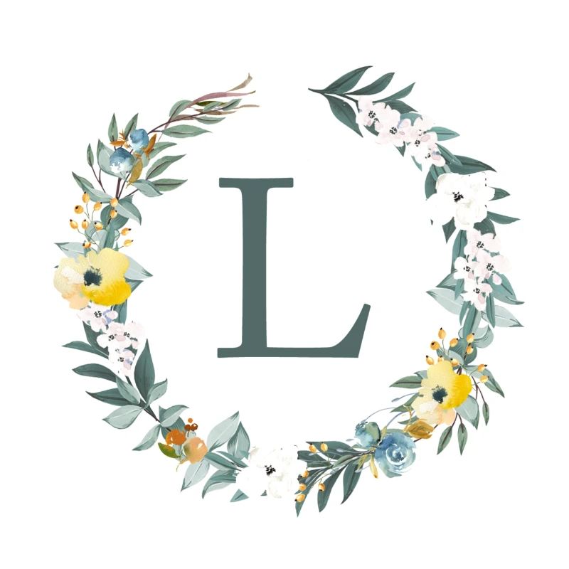 Customizable Monogram L Flowers Circle Spring