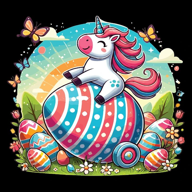 Licorne de Pâques - Conception d’œuf de Pâques coloré