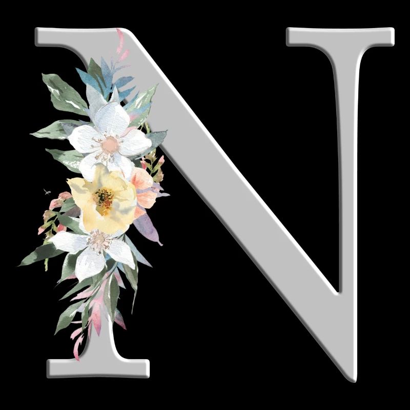 Customizable Monogram Watercolour Floral N