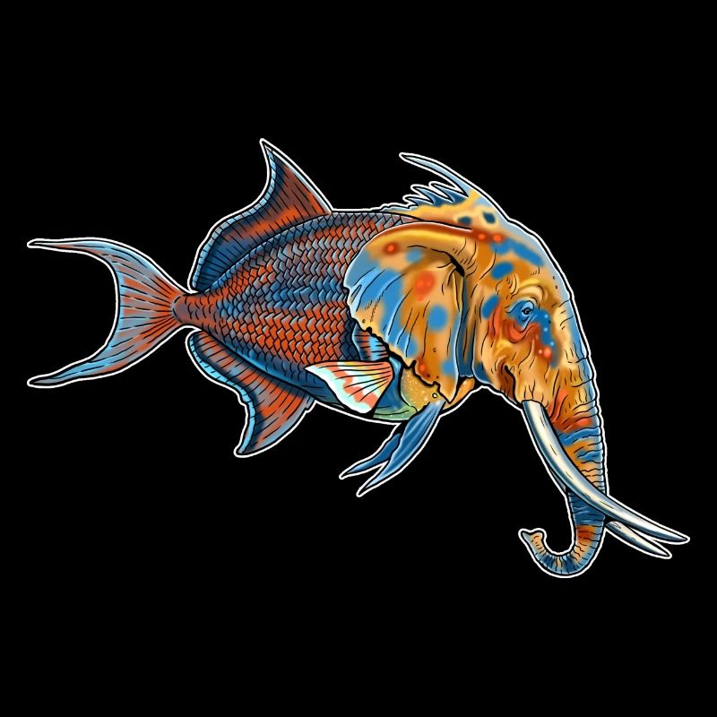 Fantastic creature: half elephant, half fish