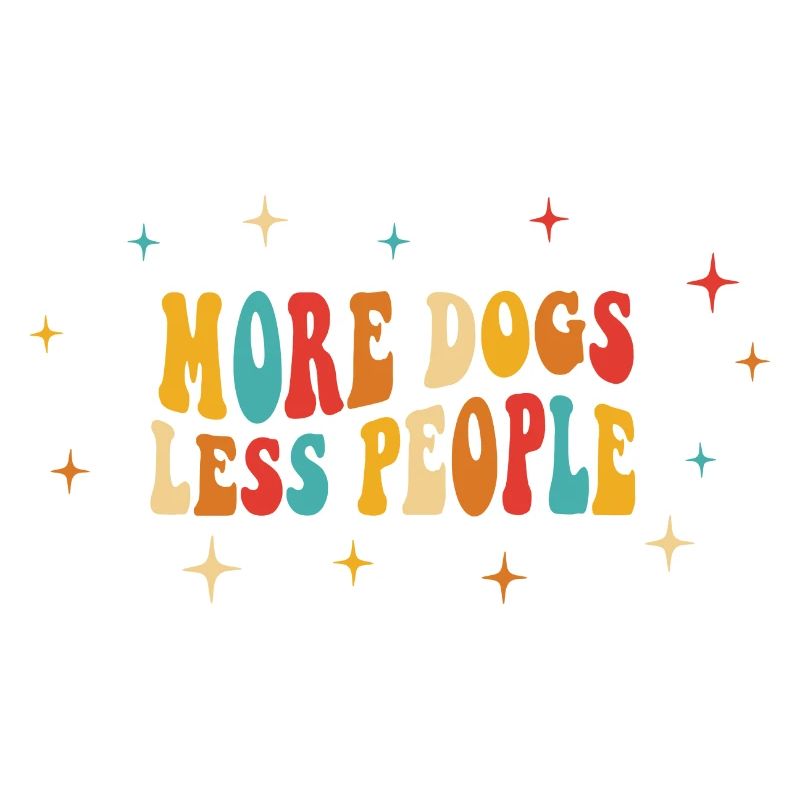 Plus de chiens, moins de gens - Design rétro groovy