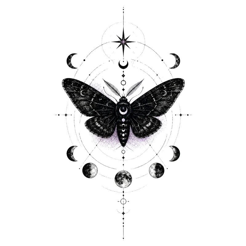 Moonlit Moth in Celestial Ring