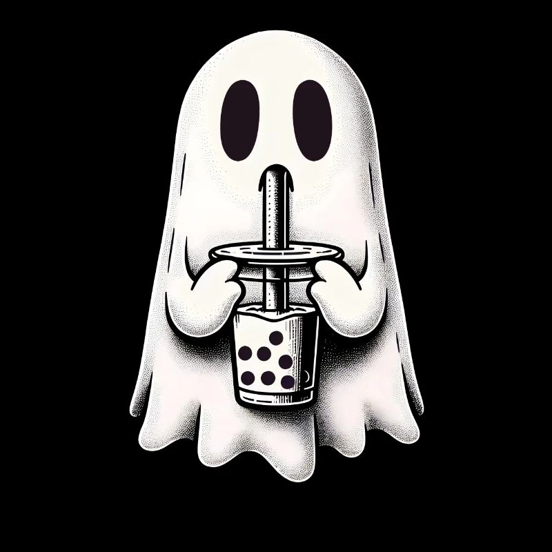Sad Ghost Drinks Bubble Tea