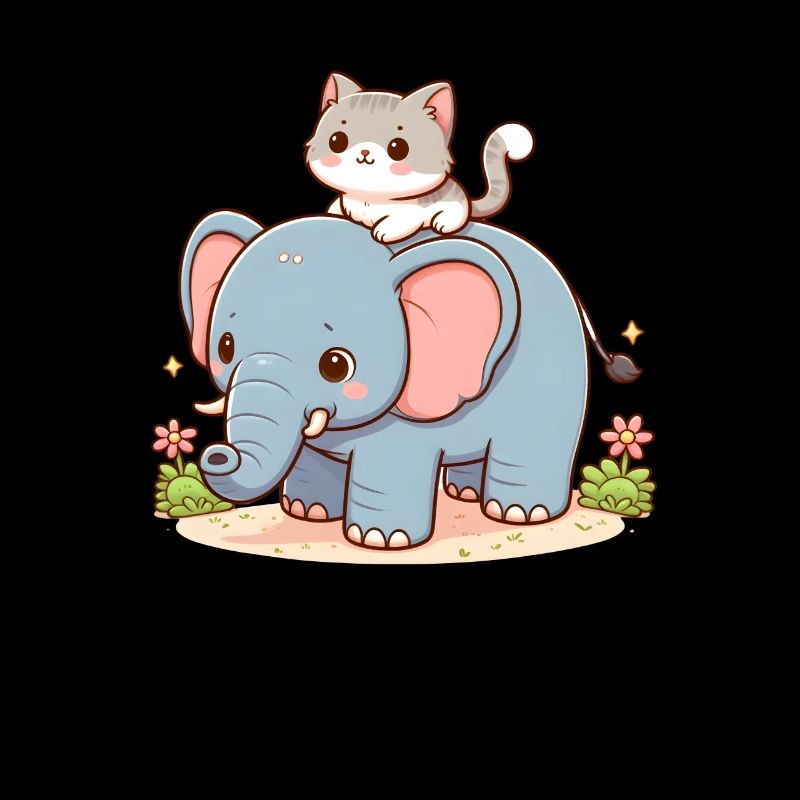 Le chat monte à dos d’éléphant