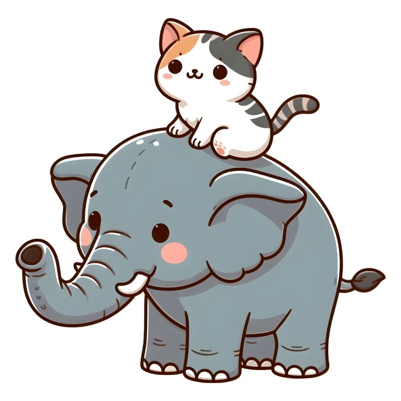 Le chat monte à dos d’éléphant
