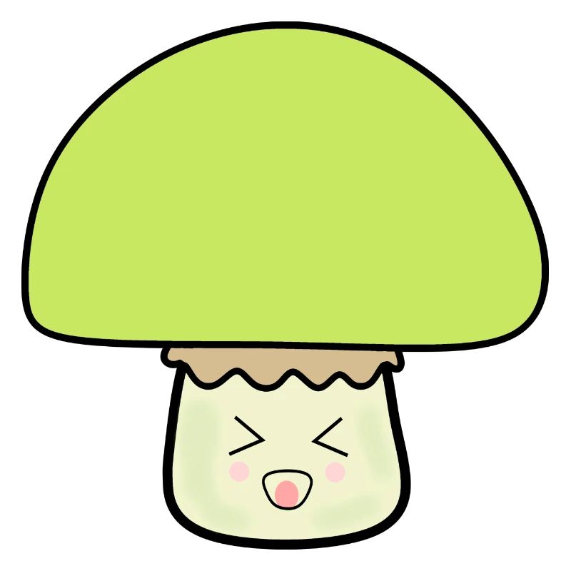 Champignon vert mignon avec visage