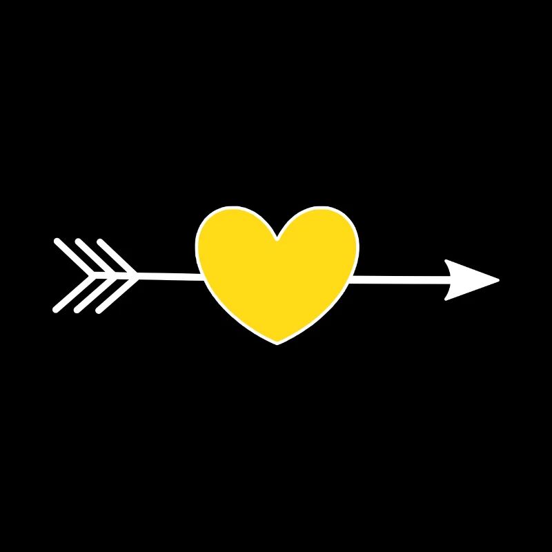 Coeur jaune avec flèche Saint-Valentin