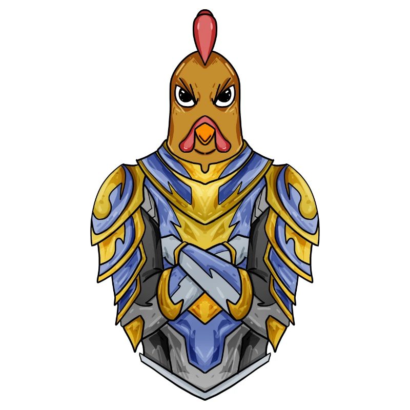 Knight Chicken avec Armor Crusader
