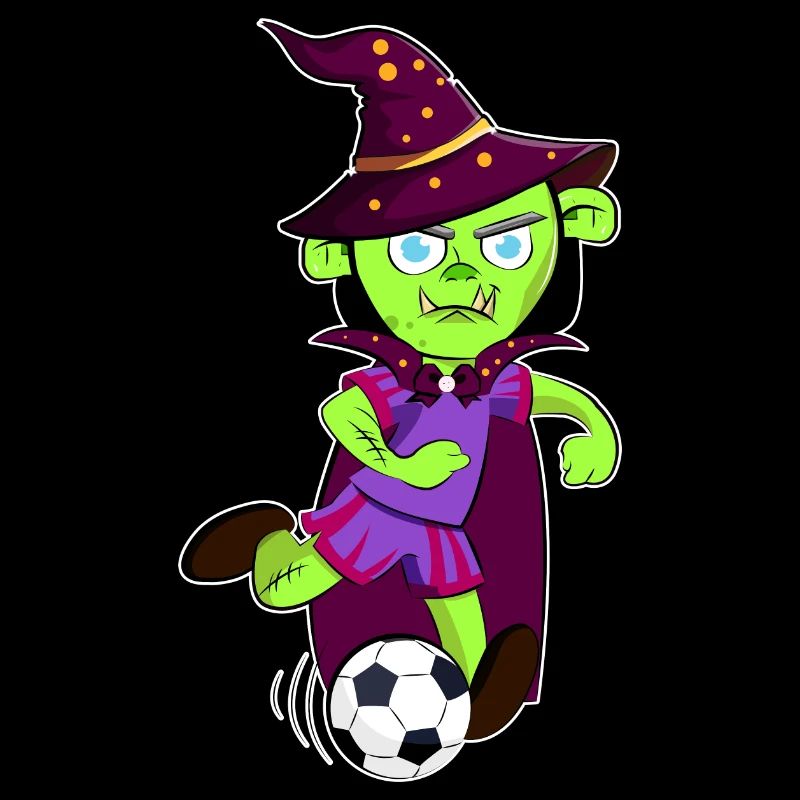 Zombie Witch Playing Soccer - Halloween
