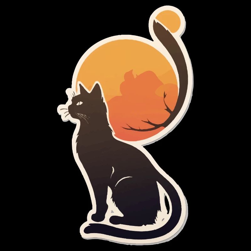 Chat mignon Vintage coucher de soleil
