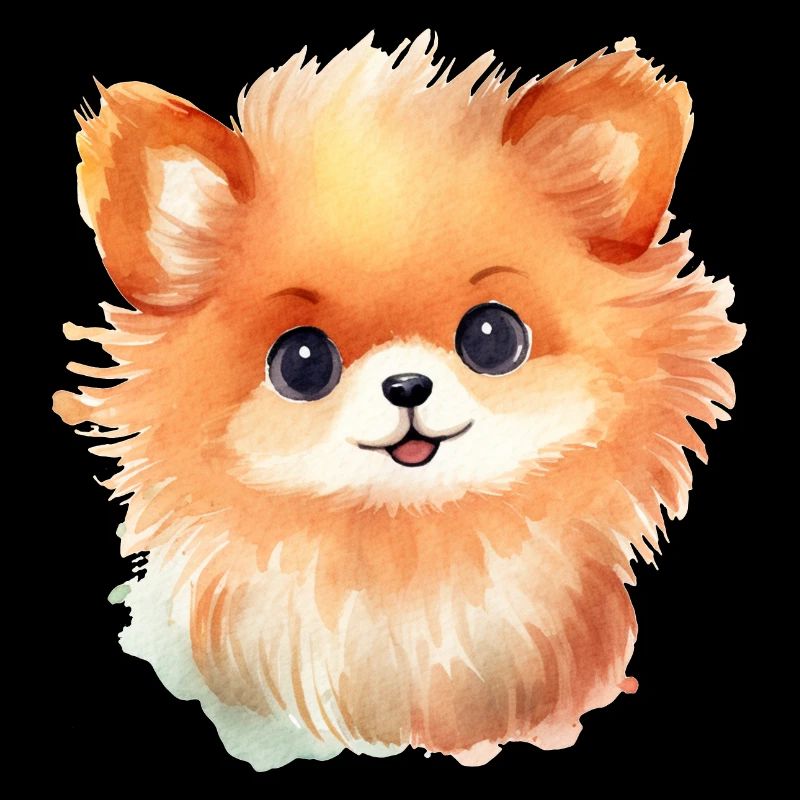 Dessin à l’aquarelle miniature de Spitz