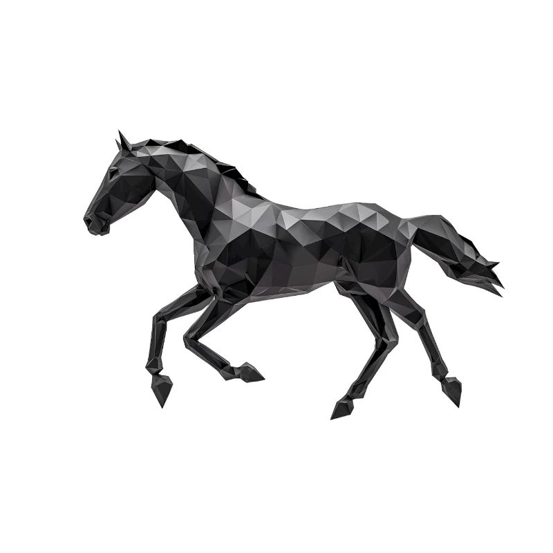 Cheval Noir Low Poly Logo Art Design Noir