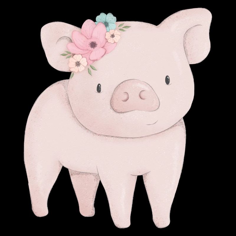 Bébé cochon avec une fleur