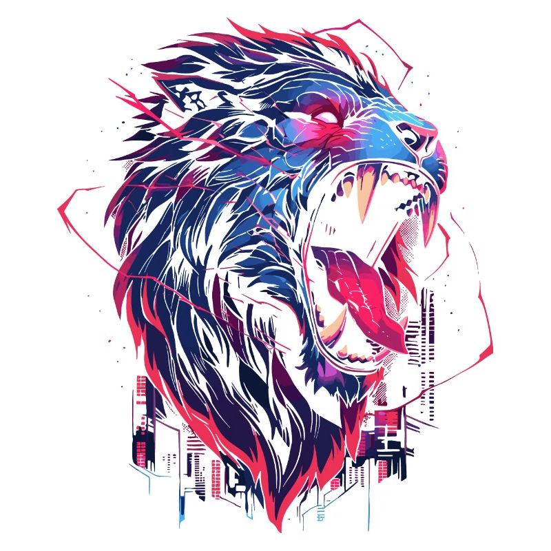 Synthwave Lion