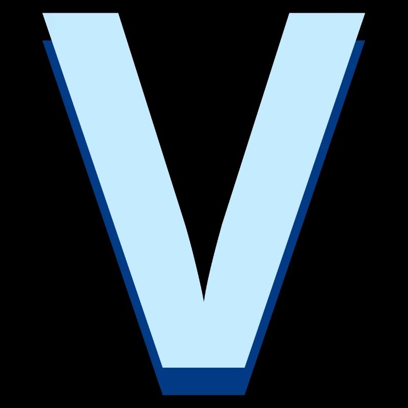 Pop and modern blue letter v