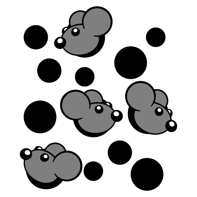 Beaucoup de souris regardant 4 trous de souris motif de trou mural