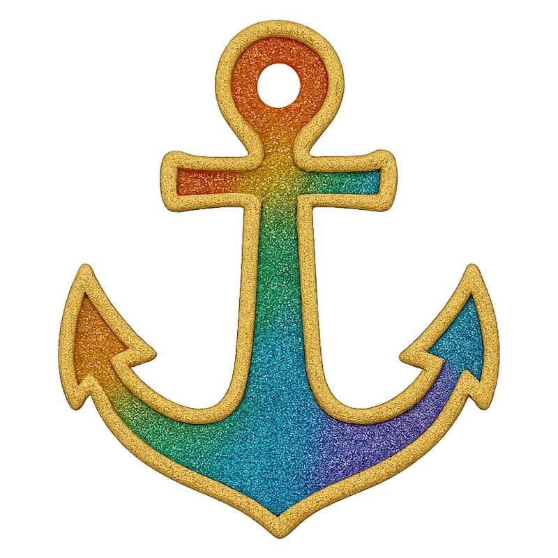 Leuchtender Anker in Regenbogenfarben