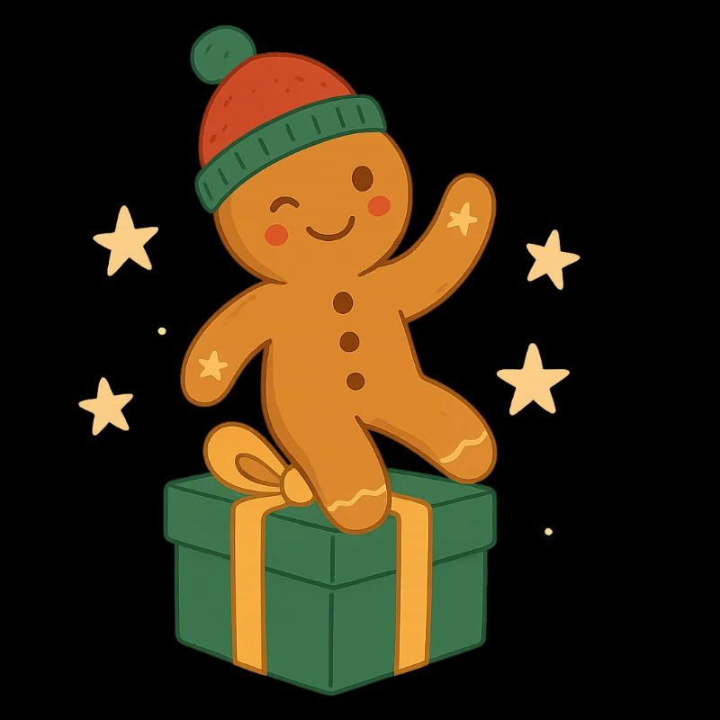 Gingerbread figurine on gift box