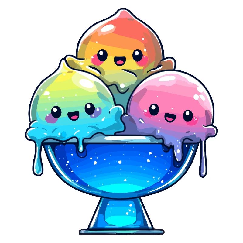 Regenbogen Eis-Trio in Schale