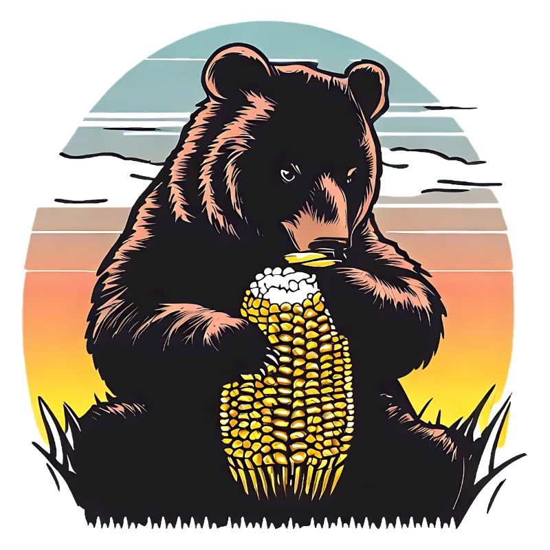Corn cob bear in sunset
