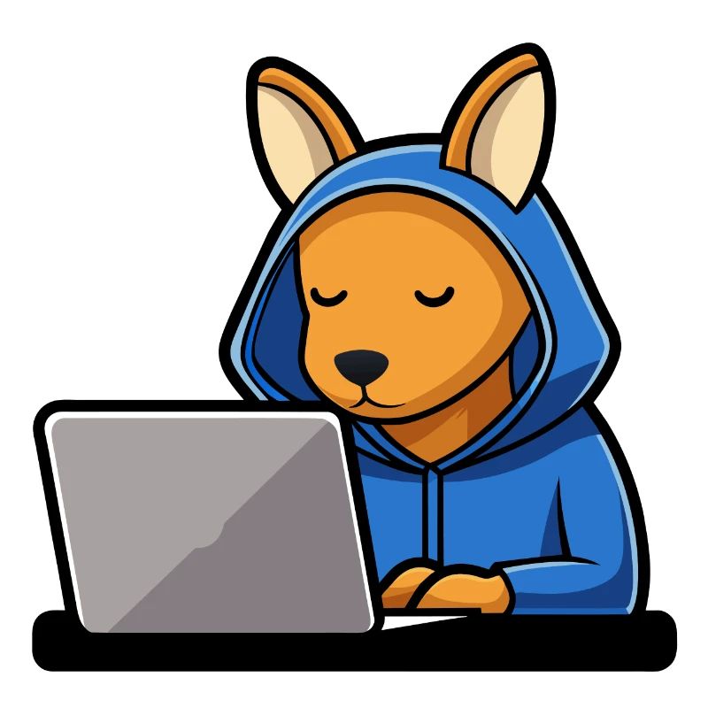 Mignon hacker kangourou en sweat à capuche devant PC