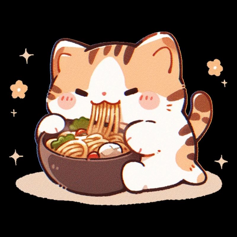 Mème de chat mangeant des spaghettis