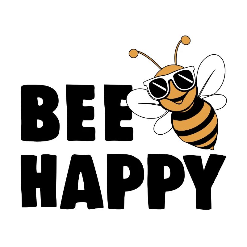Funny bee with saying Bee Happy