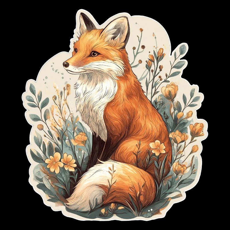 Fox with flowers
