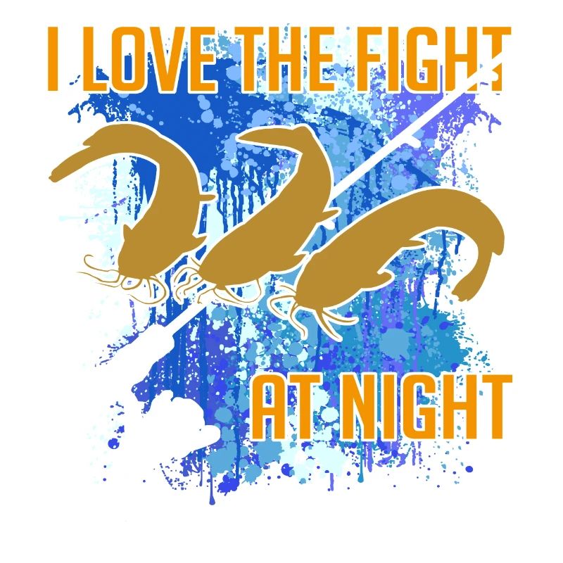 Poisson-chat Silhouette de poisson-chat Canne à pêche et éclaboussures de couleur