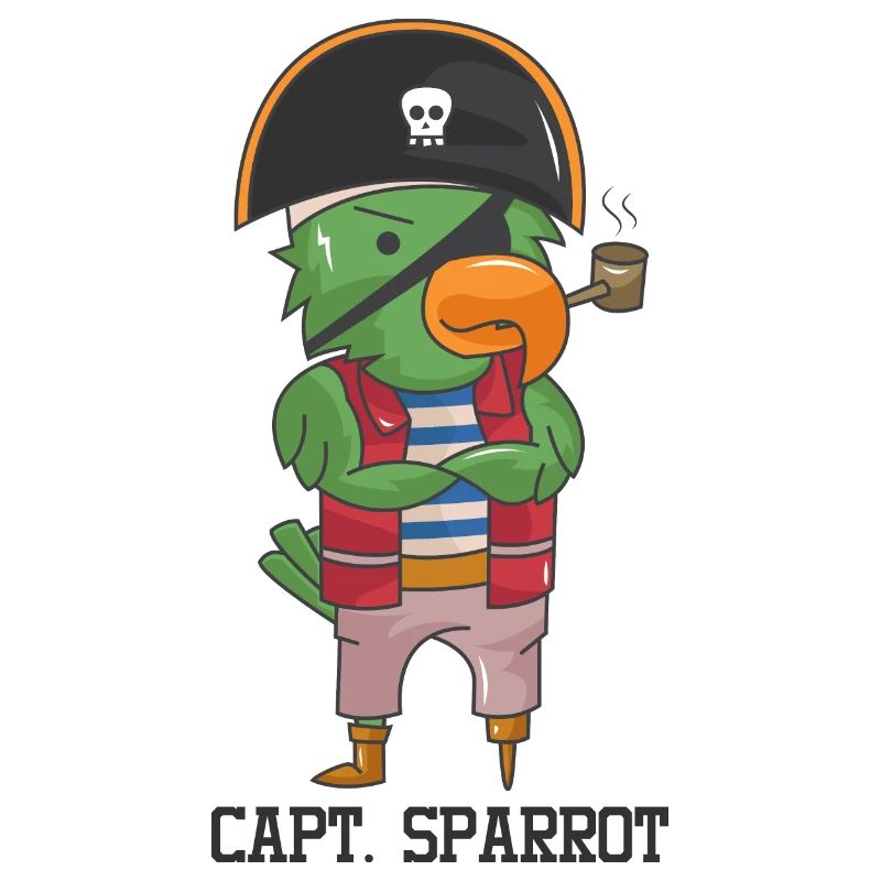 Pirate Parrot Gift Pipe Hat Skull