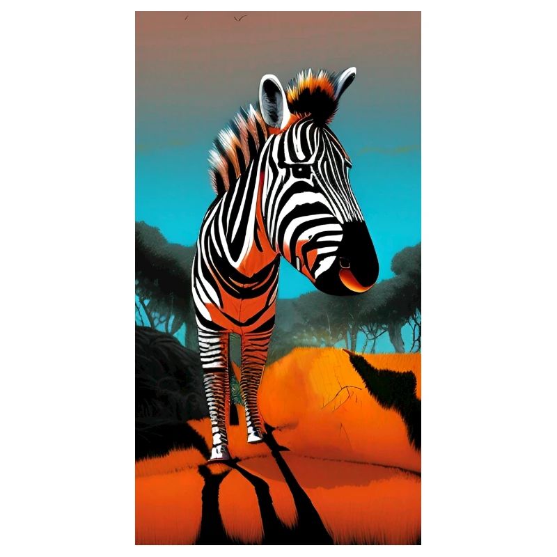 Comic drawing zebra (Hippotigris) during sunset