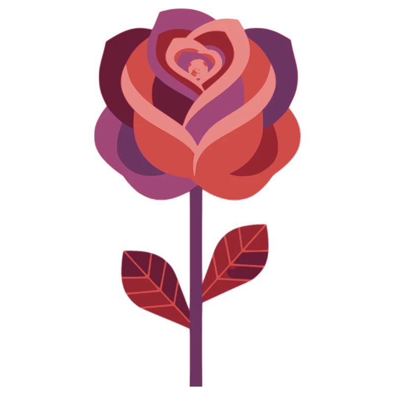 Rose graphique dans des tons rouges chauds