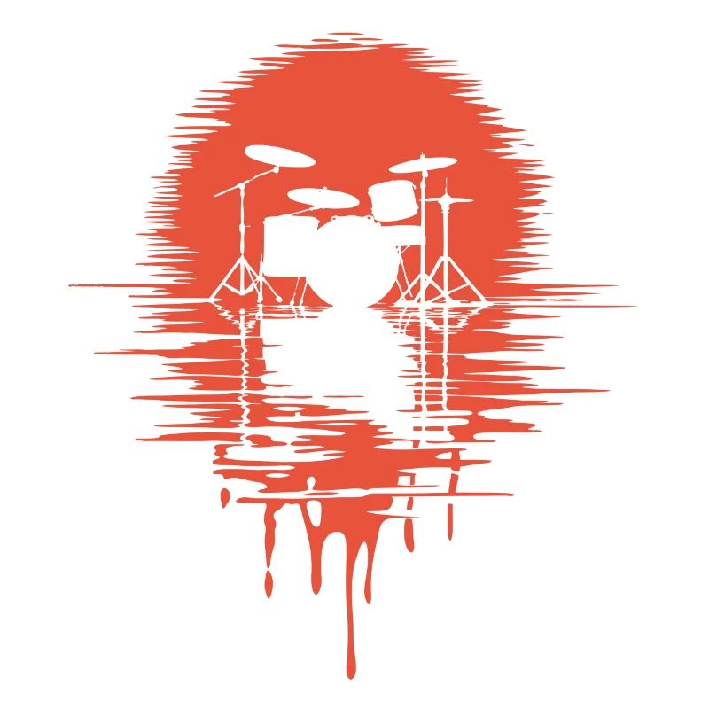 Drumset Silhouette Drums with Reflection