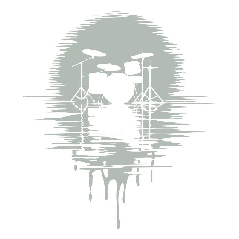 Drumset Silhouette Drums with Reflection