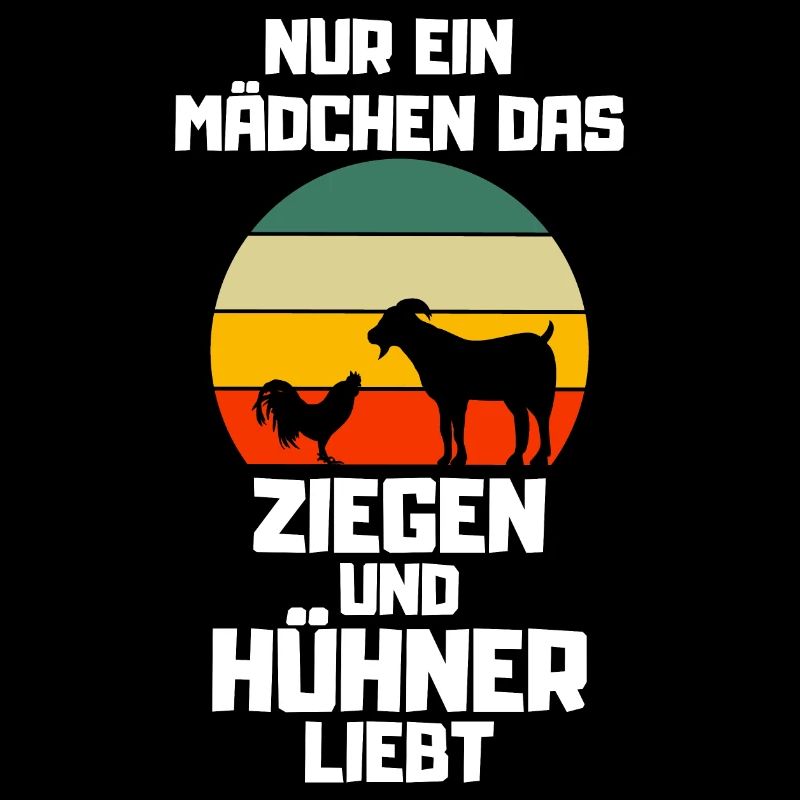 Bauernhof Tier Mädchen Geschenk Retro Ziege Huhn