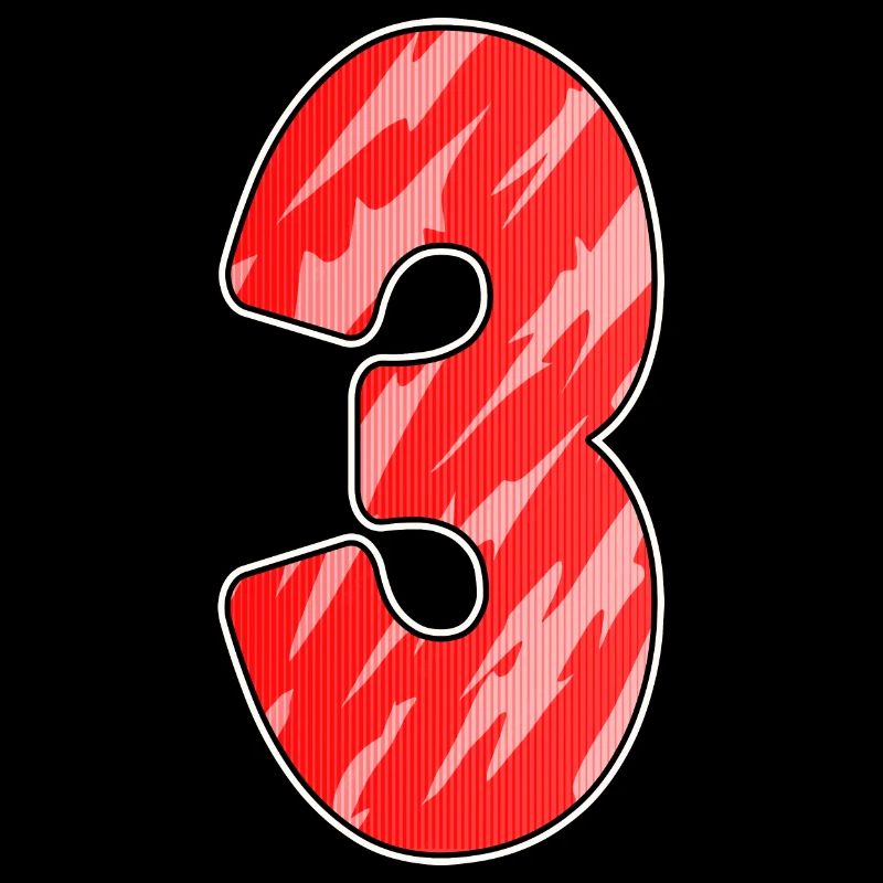 Three - 3 - Number 3 - Number 3 Red Pattern