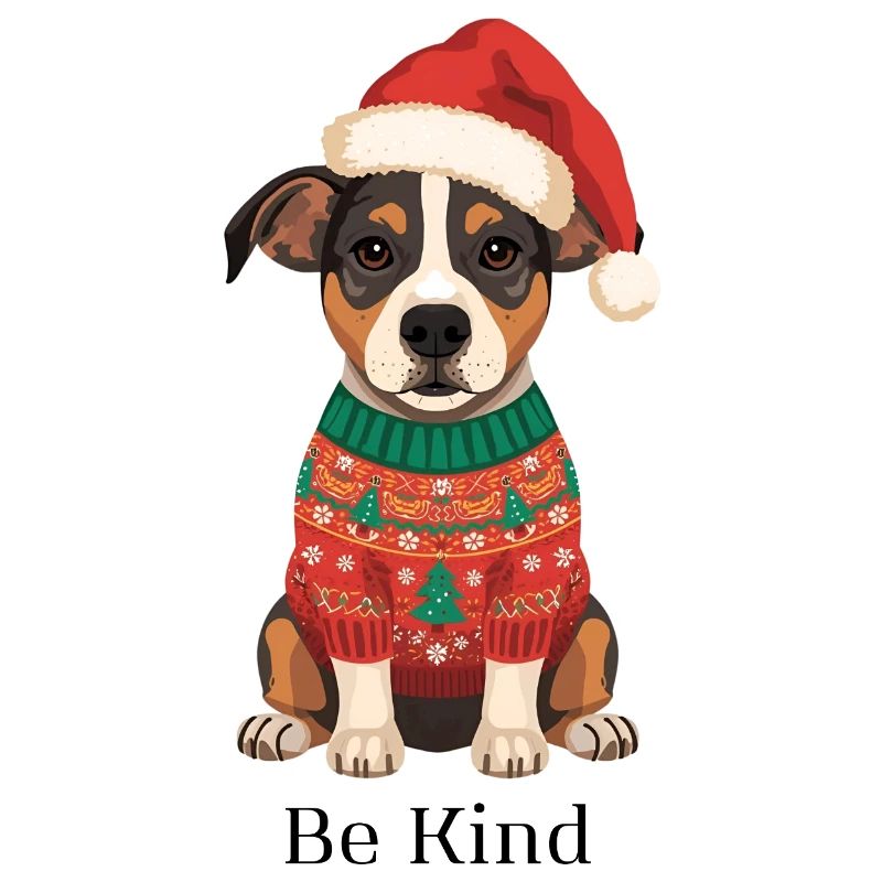 Be Kind – Chien en pull de Noël