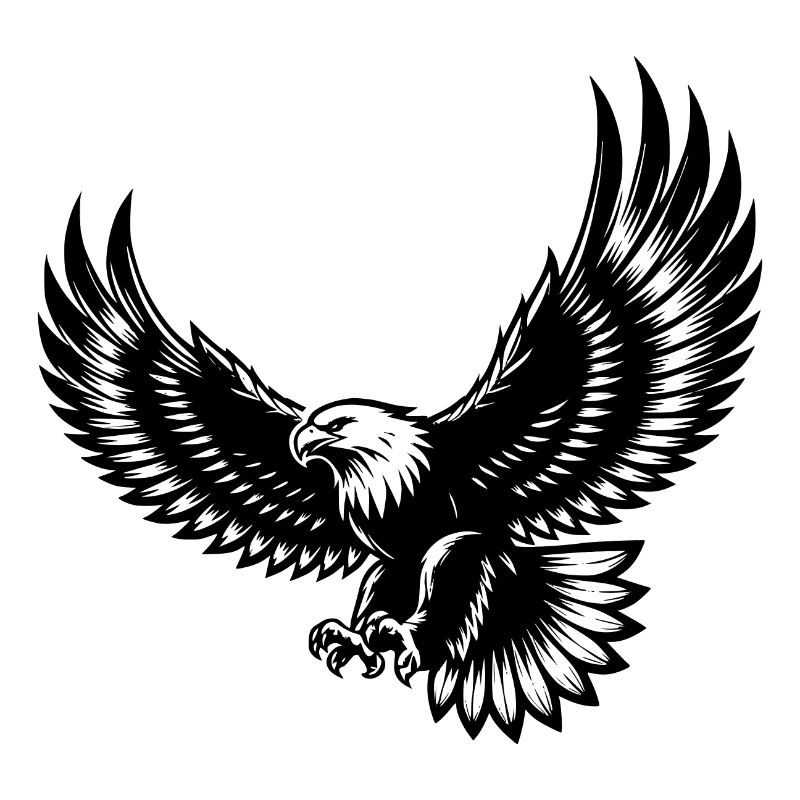 Expressive eagle with spread wings