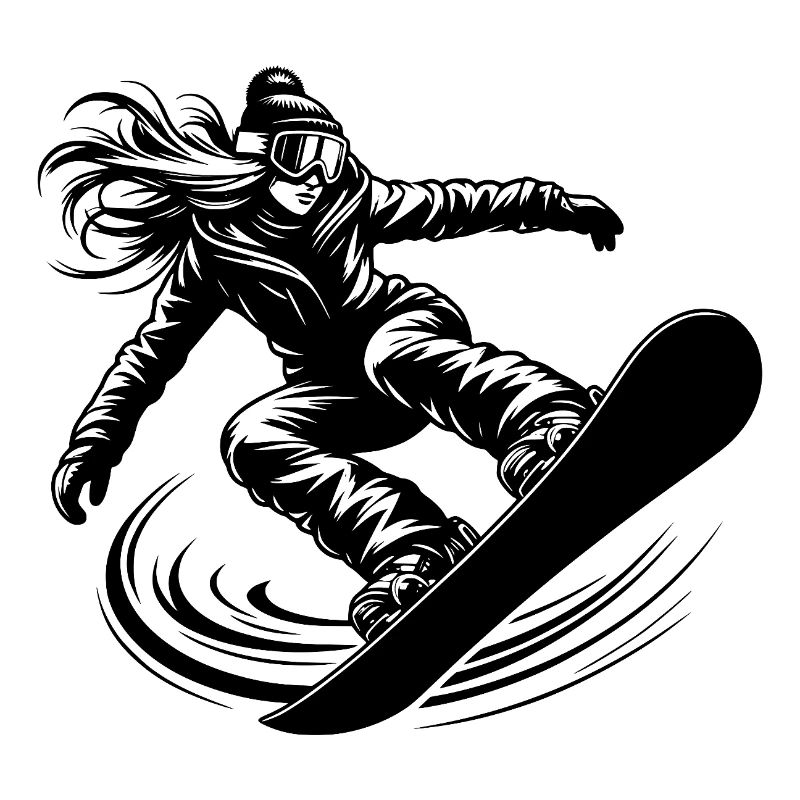 Cool snowboarder snowboarding with elegance
