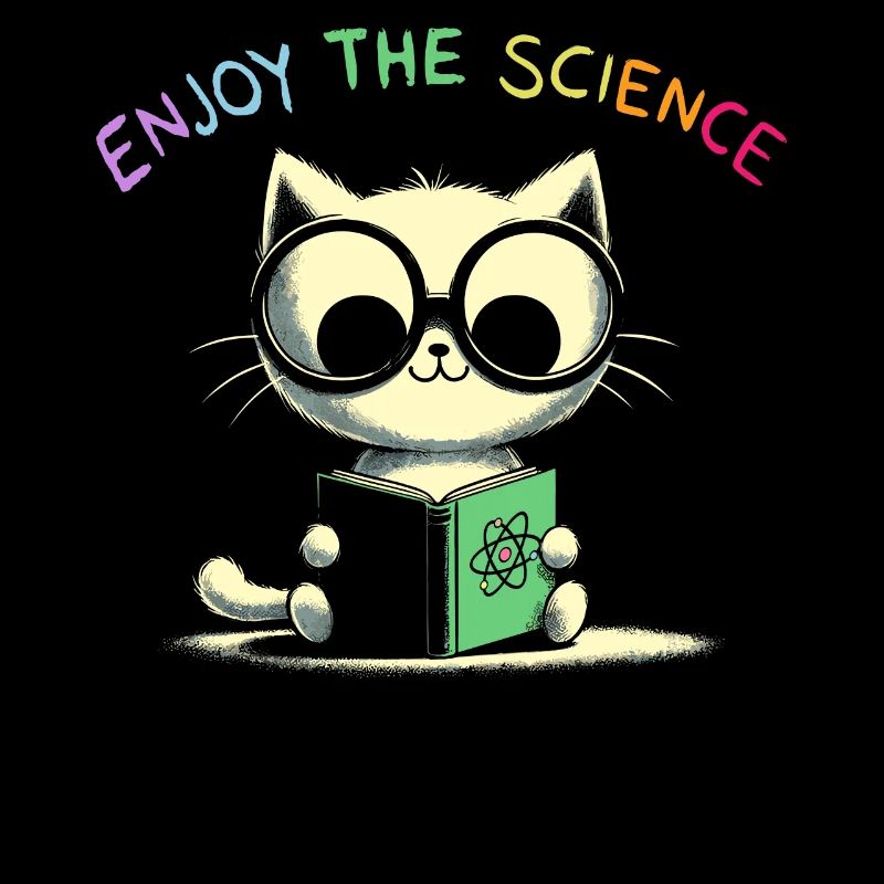 Profitez de la science. Chat d’école mignon.